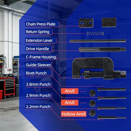 13PCS Motorcycle Chain Breaker Kit, Chain Removal Cutter Riveter Tool Set for 35-630 Chains with Storage Case (Red)