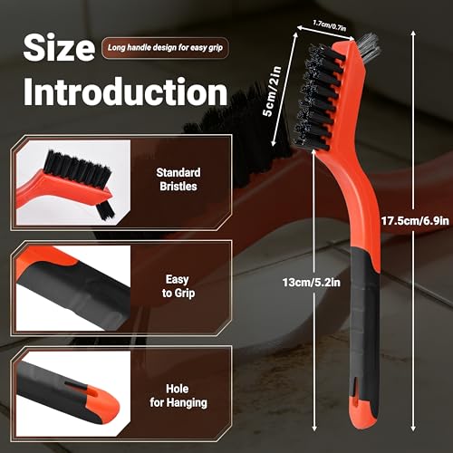 12 Pieces Nylon Brush Set, Nylon bristles for Cleaning Welding Slag and Rust,Scratch Brush with Mini Head & Hanging Hole for Everyday Cleaning - color: Nylon
