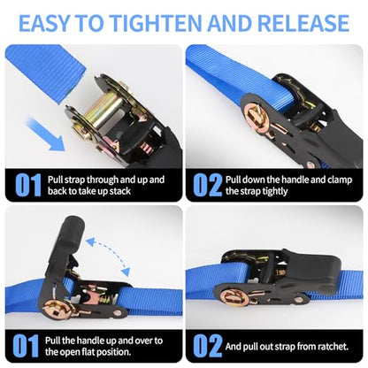 Cartman 1" x 15' Ratchet Tie Down up to 1500lbs 6pk in Carry Bag, Cargo Straps - style: 6PK Blue