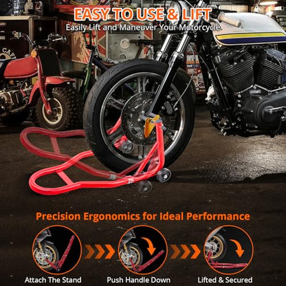 Motorcycle Stand Lift - 900lbs Front & Rear Combo Universal Motorcycle Stands | Compatible With Most Yamaha Honda Kawasaki Suzuki BMW Motorcycles