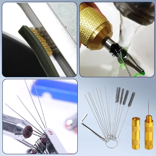 4 Pack Carburetor Cleaning Kit, Torch Tip Dirt Removal Set for Jets Nozzles Orifices, Throttle Body Tools for Chainsaw Motorcycle ATV Carb Welding Stove Shower Head Maintenance - style: 20 Needles & 10 Brushes & 2 Wrenchs & 2 Picks