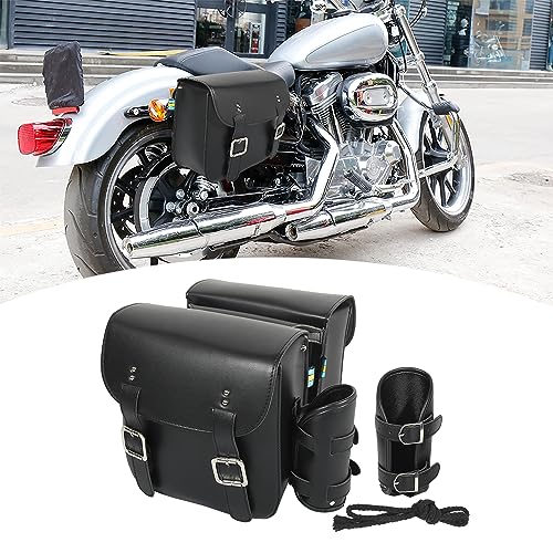 Motoforti Pair Motorcycle Saddlebag Side Tool Bags Cycling Luggage Bag Waterproof Faux Leather