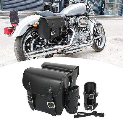 Motoforti Pair Motorcycle Saddlebag Side Tool Bags Cycling Luggage Bag Waterproof Faux Leather