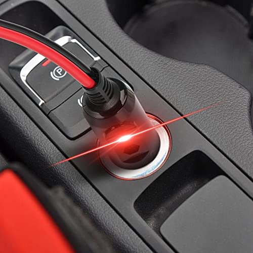 SinLoon Cigarette Lighter SAE Battery Charger Cable,12V 15A Cigarette Lighter Plug to Waterproof SAE Quick Release Adapter Extension Charging Cable with Fuse and LED Light(10FT,3 Meter)