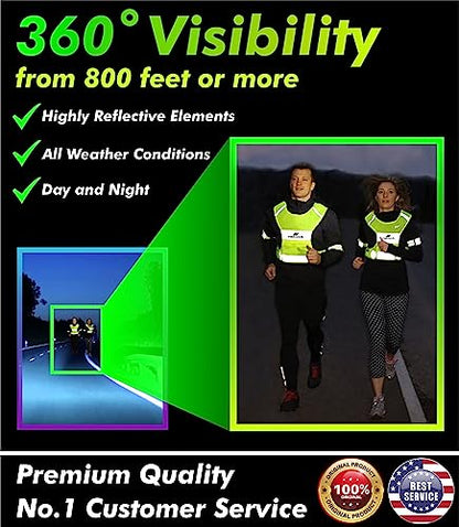 FREEMOVE Reflective Vest - Running Gear + 2 Bands & Bag/Ultralight & Comfy Safety Vests for Running, Walking, Cycling - size: Large