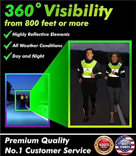 FREEMOVE Reflective Vest - Running Gear + 2 Bands & Bag/Ultralight & Comfy Safety Vests for Running, Walking, Cycling - size: Medium