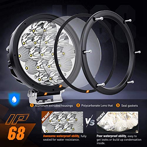 Nilight 2PCS 7Inch 85W LED Driving Light 10200LM IP68 Spot Flood Combo Round Built-in EMC Offroad Lights with 14AWG DT Connector Wiring Harness Kit for Truck ATV UTV SUV - color: 2Pcs 85W 7Inch LED Light Kit