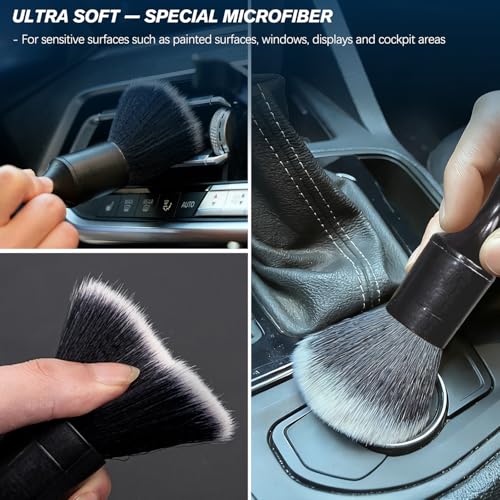 Car Detailing Brushes Set, 8-Piece Auto Detail Cleaning Brush Tool Kit in Ultra-Soft/Middle/Hard, Crevice Brush for Car Interior & Exterior, Leather, Air Vents, Emblems, Wheels Wash & Care - style: STYLE-A