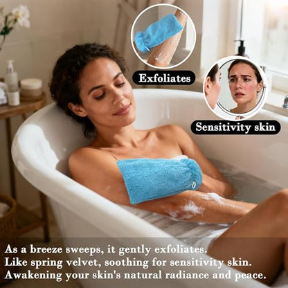 VOOVA & MOVAS Washcloths for Showering 6PC, 8.3x6.3 Inch,100% Cotton Soft Absorbent Bath Mitt with Hanging Loop, European Style Wash Cloths for Body Shower & Bath, Blue - color: Blue