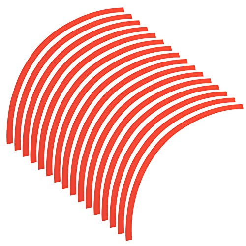 X AUTOHAUX 16pcs Fit 17" Wheel Motorcycle Car Bike Wheel Rim Sticker Strips Reflective Stripe Tape Reflector Red - color: Red