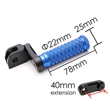 MC MOTOPARTS POLE Blue CNC 40mm Extension Riser Front Foot Pegs Compatible with YZF R3 2015-2017 - color: Blue, size: 40 mm Extension
