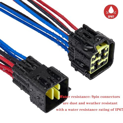 9 Pin Waterproof Connector,Waterproof Electrical Car Auto Wire Connector,16AWG Male Female Quick Disconnect Wire Connectors for Car Truck Motorcycle Marine Boat(1pairs) - size: 9pin way