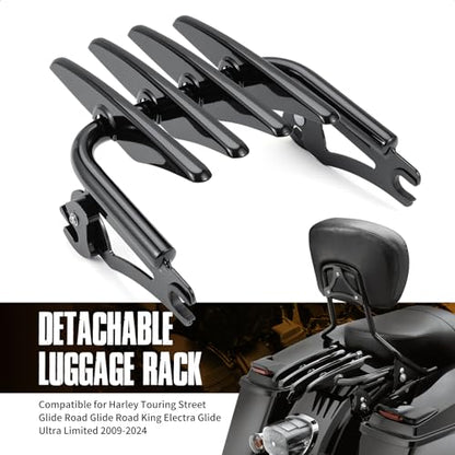 Motorcycle Luggage Rack Luggage Support Shelf for Harley Touring Street Glide Road King Electra Glide 2009-2024 (Gloss Black)