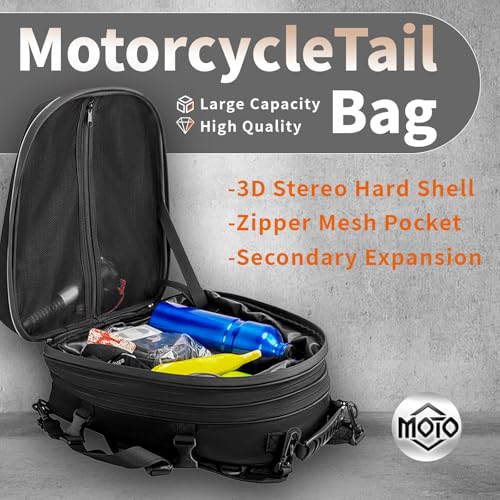 MRSXXNTY Motorcycle Tail Bag Motorcycle Saddlebags Helmet Bag Scooter Luggage 20L-24L-28L Dual expansion Waterproof