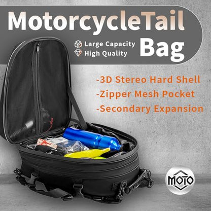 MRSXXNTY Motorcycle Tail Bag Motorcycle Saddlebags Helmet Bag Scooter Luggage 20L-24L-28L Dual expansion Waterproof