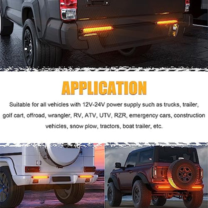 PSEQT 10" 15 LED Trailer Turn Tail Light Bar - Amber Sequential Signal Marker Assembly With Identification Clearance Strip - Waterproof for Wrangler, Golf Cart, Offroad Truck, RV, UTV, ATV - color: Amber