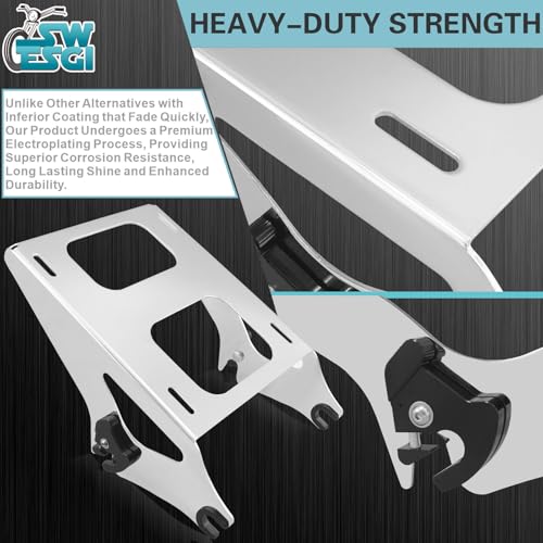 Luggage Rack 4 Point Docking Hardware Kit for Harley Detachable Tour Trunk Kit Two-Up Mounting Rack Compatible with Touring Road King Street Glide Road Glide Electra Glide 2014-2025 (Chrome) - color: 2014 UP Rack & Docking Chrome