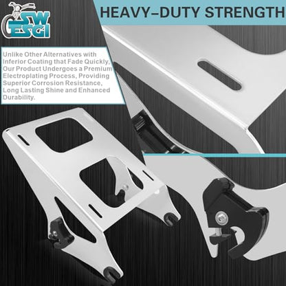 Luggage Rack 4 Point Docking Hardware Kit for Harley Detachable Tour Trunk Kit Two-Up Mounting Rack Compatible with Touring Road King Street Glide Road Glide Electra Glide 2014-2025 (Chrome) - color: 2014 UP Rack & Docking Chrome