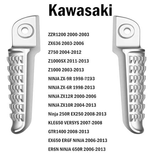 Motorcycle Foot Pegs Rear Footrest Footpegs Fits for Kawasaki ZX636 ZX-6R 9R 10-R ZZR1400 ZX-14 ZX10R - color: Chrome#Rear