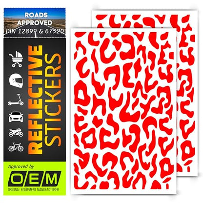 DIN 67520 Leopard Skin reflectors Reflective Tape Stickers Waterproof Cars Motorcycle Fire Helmet Rims Bicycle Decals Vehicles Mailbox Numbers Made with ORA FOL 5600 Material (Black, 144Pcs) (Red) - color: Red