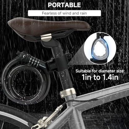 Bike Lock, 3.9 Feet 4-Digit Resettable Combination Password Anti-Theft Cable Lock, Cute Coiled Bike Locks with Mounting Bracket, Suitable for Bicycles, Electric Scooters, Ebikes (Black-10mm) - color: Black-10mm