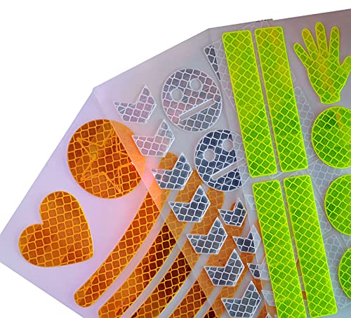 HUAXI 47 pcs Reflective Stickers for Helmet Bicycle, Bike reflectors, Reflective Stickers for Hard Surfaces Motorcycle, Helmets, Bicycles, Strollers, Wheelchairs (3 Pack, 6.7 x 4.1 Inches)