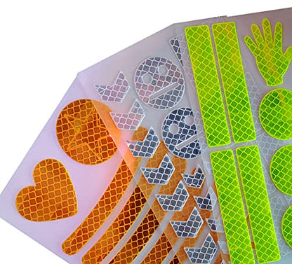 HUAXI 47 pcs Reflective Stickers for Helmet Bicycle, Bike reflectors, Reflective Stickers for Hard Surfaces Motorcycle, Helmets, Bicycles, Strollers, Wheelchairs (3 Pack, 6.7 x 4.1 Inches)