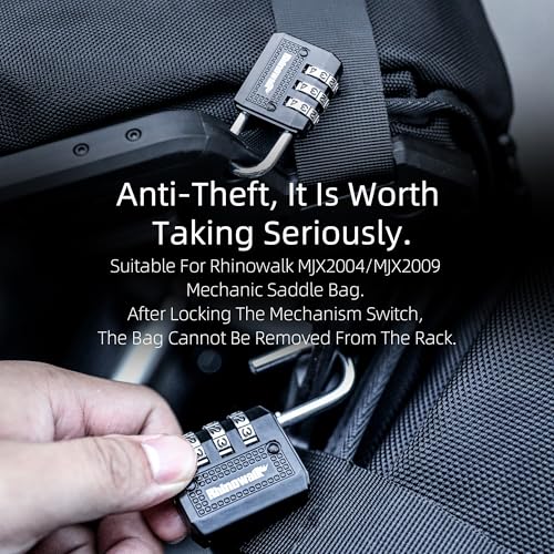 Rhinowalk 20L Motorcycle Saddlebag – Waterproof Quick Release Motorbike Side Bag with Built-in Combination Lock, Compact Universal Fit (1-Piece) - color: Black-20L