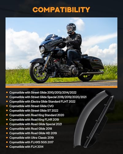 PBYMT Motorcycle Lower Triple Tree Wind Deflector Compatible with Harley Davidson Touring Street Glide Road Glide Electra Glide Road King FLH/T FLHX 2014-2023, Vivid Gloss Black - color: Gloss Black