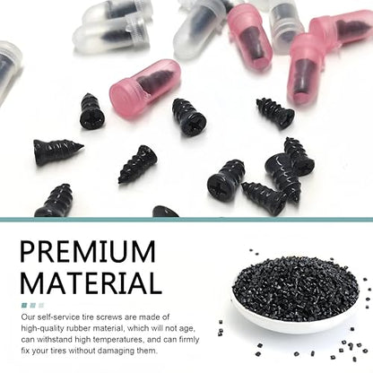 61PCS Tire Repair Rubber Nail, Vacuum Tire Repair Spiral Rubber Studs Kit, Self-Service Tire Screw Plugs Quick Repairs Tool with Screwdriver for Most Vehicle Tractor Tires Puncture Repairs - size: 60 PCS + Screwdriver