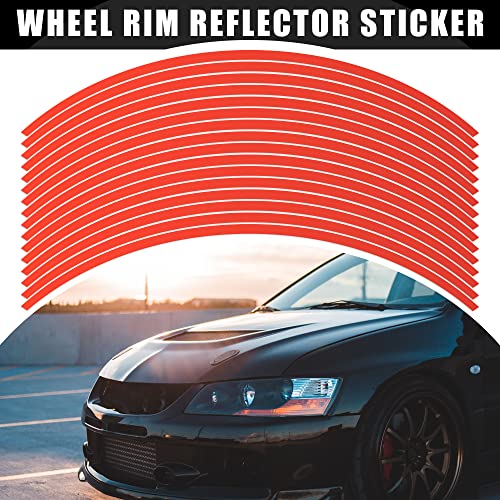X AUTOHAUX 16pcs Fit 17" Wheel Motorcycle Car Bike Wheel Rim Sticker Strips Reflective Stripe Tape Reflector Red - color: Red