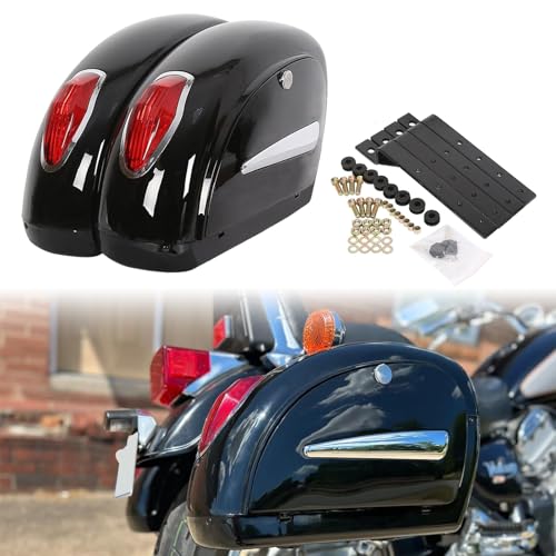 ECOTRIC Motorcycle Saddlebags W/Lock & Lights 36L Pair Compatible with Honda Yamaha Harley Sporster Softail Suzuki Kawasaki vulcan Universal Hard Saddle Bags Trunk Luggage w/Mounting Brackets Black - color: Black, size: Saddlebag 36L Pair