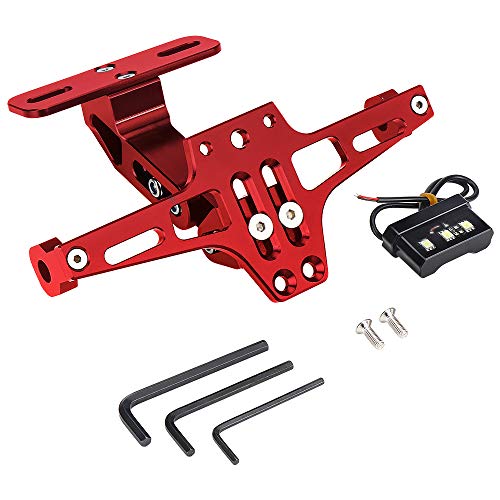 KEMIMOTO Motorcycle License Plate Bracket Fender Eliminator Kit Universal Motorcycle Tail Tidy License Plate Holder Mount Red - color: Red