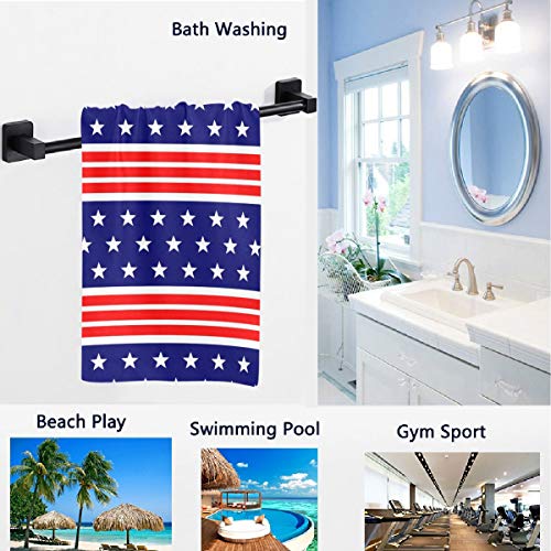 Naanle Chic American Independence Day Stars Stripes 4th of July Pattern Soft Large Hand Towels Multipurpose for Bathroom, Hotel, Gym and Spa (16" x 30") - color: Stars&stripe