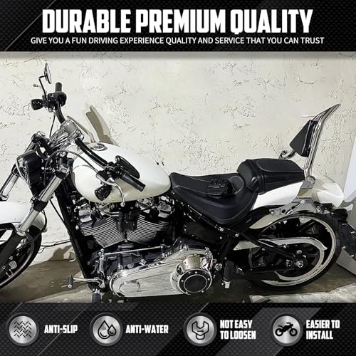 Detachable Sissy Bar 22" Passenger Backrest Pad Fit For Harley Softail Fat Boy FLFBS 2018-2023 Breakout FXSB 2013-2023 (Chrome)