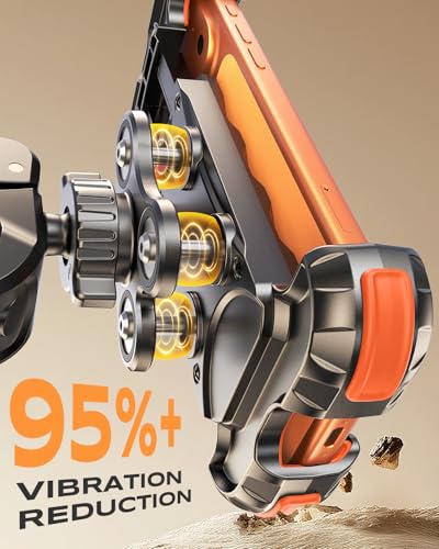 Zewdov 2026 Anti-Shake Motorcycle Phone Mount Holder with Vibration Dampener & Quick Install Clamp, Strong Grip & Anti-Drop Bike Phone Holder for Bicycle/ATV/Scooter, Fits for iPhone/Samsung 4.7-6.8" - style: With Vibration Dampener