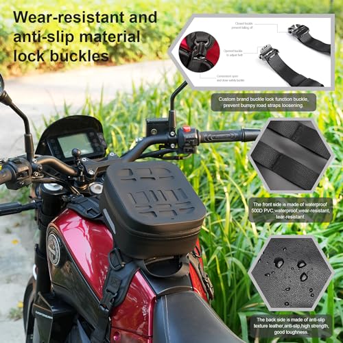 Motorcycle Fuel Tank Vest, Leather Waterproof Fuel Gas Pad Cover Universal Motorcycle Tank Mounting Base Universal Bumper Vest Motor Tank Expansion Storage for Motorcycles - style: Tank Expansion