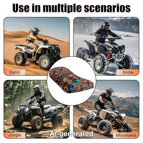SEANATIVE Brown Aztec ATV Seat Cover Waterproof Non-Slip Universal Four Wheeler Seat Cover Motorcycle Passenger Seat Cushion Breathable Padded Protector - color: Brown Aztec