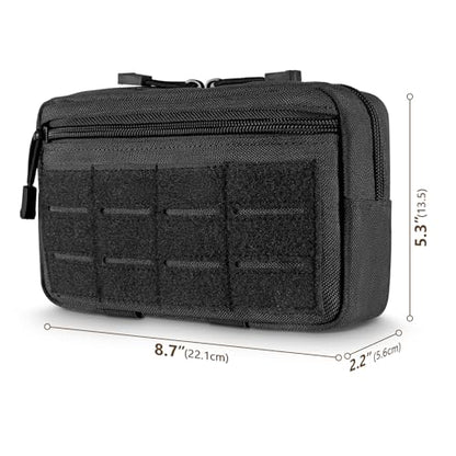 FRTKK Tactical Molle Admin Pouch Utility Laser Cut EDC Tool Pouch Bag Horizontal Modular Pouches Include US Flag Patch and Keychain - color: Red A