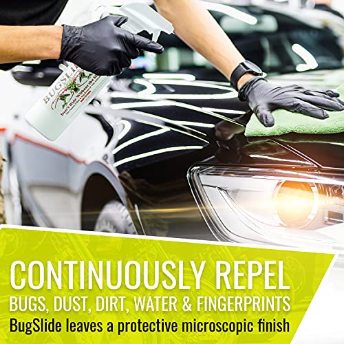 BugSlide Cart Combo - Shop Kit 16oz Spray Bottle Cleaner with Microfiber Towel and Mesh X-Treme Cloth - Multisurface Cleaning and Car Detailing Solution that Shines and Degreases Without Scratching