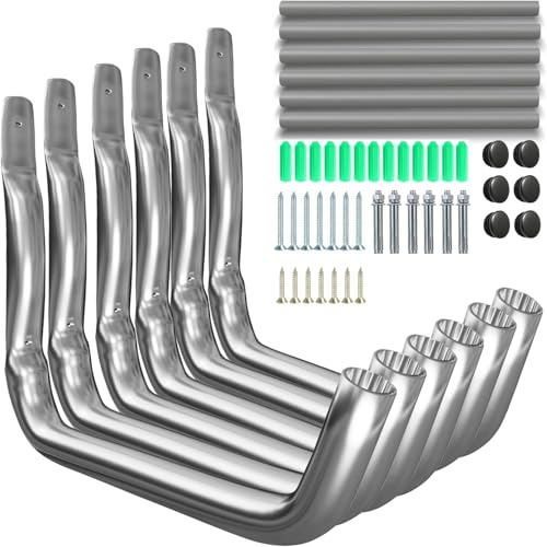 Garage Hooks 6 Pack 15" Stainless Steel, 100LB Heavy Duty Kayak Storage Rack Kayak Wall Mount, Kayak Hanger & Kayak Storage Hooks for Kayak/Bike/Ladder with EVA Anti-Scratch Pads Indoor Organizer
