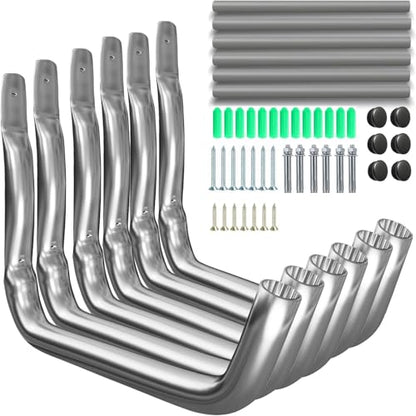 Garage Hooks 6 Pack 15" Stainless Steel, 100LB Heavy Duty Kayak Storage Rack Kayak Wall Mount, Kayak Hanger & Kayak Storage Hooks for Kayak/Bike/Ladder with EVA Anti-Scratch Pads Indoor Organizer
