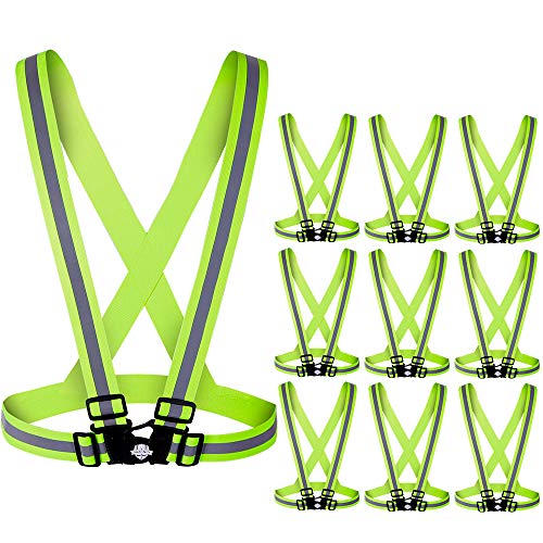 Dazonity High Visibility Safety Vest,10 Packs,Lightweight,Adjustable & Elastic Vest,Hi Vis Reflective Strips, Fit for Men & Women, Construction,Cycling, Runnning, Surveyor, (Yellow) - color: Yellow-10packs