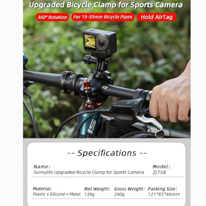 Motorcycle Bike Mount Holder 360°Rotation Bicycle Handlebar Mount Clamp Accessories for GoPro Series Gopro12 DJI Action Series Action 4 Insta360 Go Series Insta360 One R Series Cameras