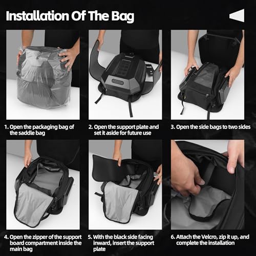 Rhinowalk Motorcycle Tail Bag (Carbon Black-Upgraded Version, 23-35 L) - color: Carbon Black-Upgraded Version, size: 23-35 L