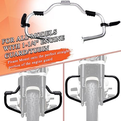 FOVPLUE 1.25" Highway Footpegs, Adjustable Footrest w/Mounting P-Clamps for Harley Touring Softail Dyna Sportster Honda Kawasaki Suzuki Yamaha Indian Victory w/1-1/4" Engine Guard, Gloss Black#1 - color: Gloss Black