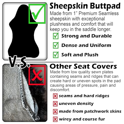 Medium Sheepskin Buttpad® - Motorcycle Seat Pad (Black Sheared)