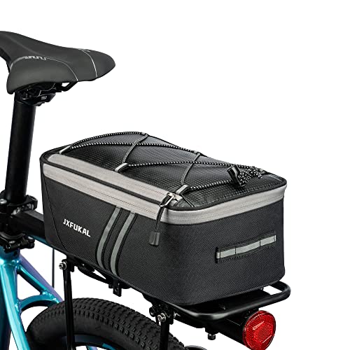 JXFUKAL Rear Bike Rack Bag with Rain Cover, 7L/9L/10L/12L Waterproof Bicycle Ebike Saddle Bag Cycling Pannier Trunk Carrier with Reflector & Adjustable Cord for Commuter Travel Outdoor - style: No Insulation Inner-7l
