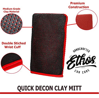 Ethos Quick Decon Mitt - Clay Mitt Car Wash Mitt, Clay Bar Tool for Auto Detailing and Polishing