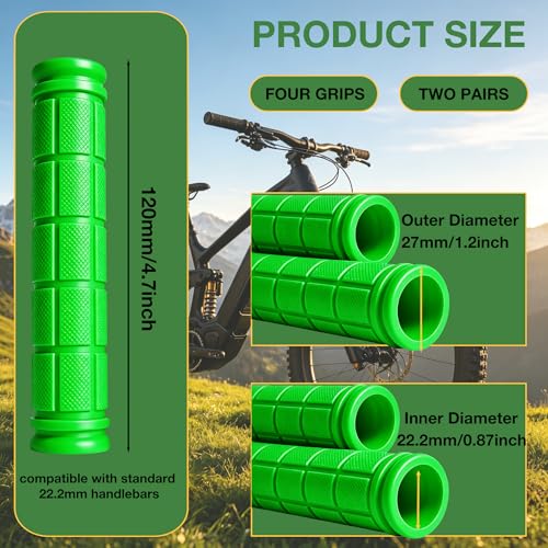 2 Pairs Bike Handlebar Grips for Bikes - color: Black and Green